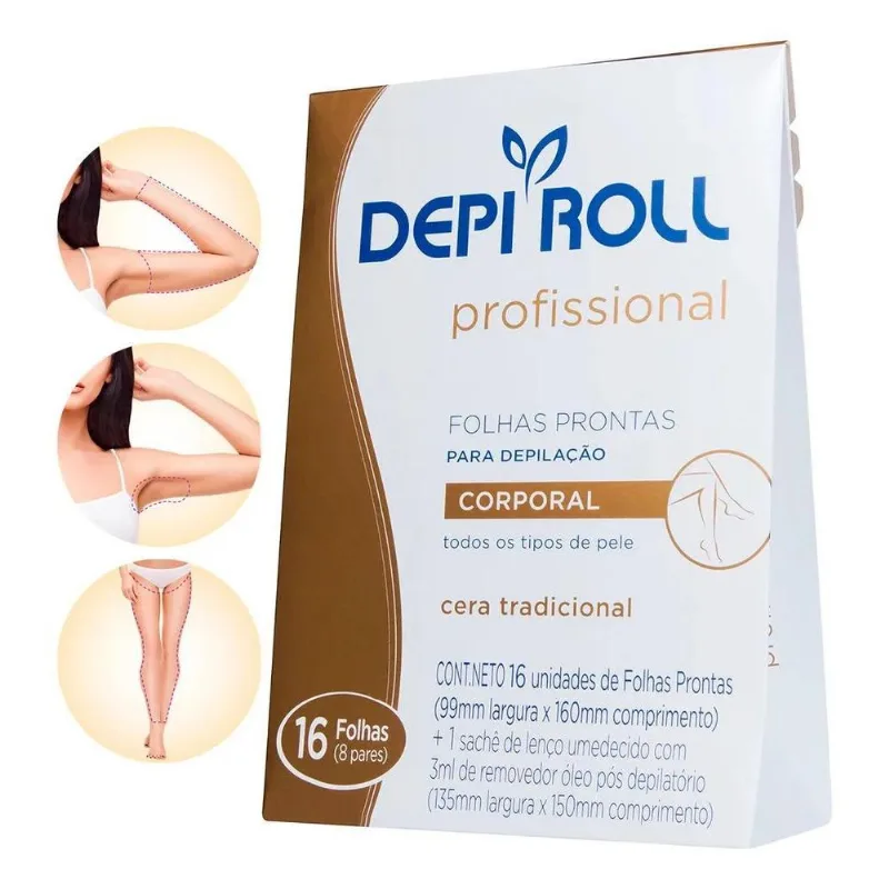 Depi Roll Folhas Prontas Corporal Cera Tradicional C/16