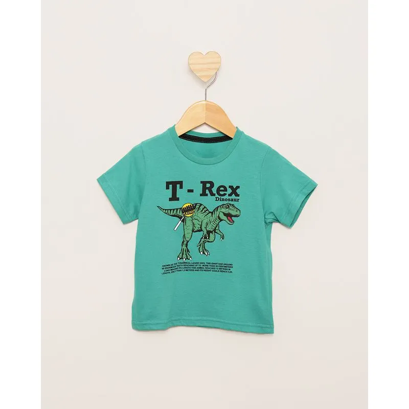 Camiseta Bebê Estampa Dinossauro Manga Curta Verde 3