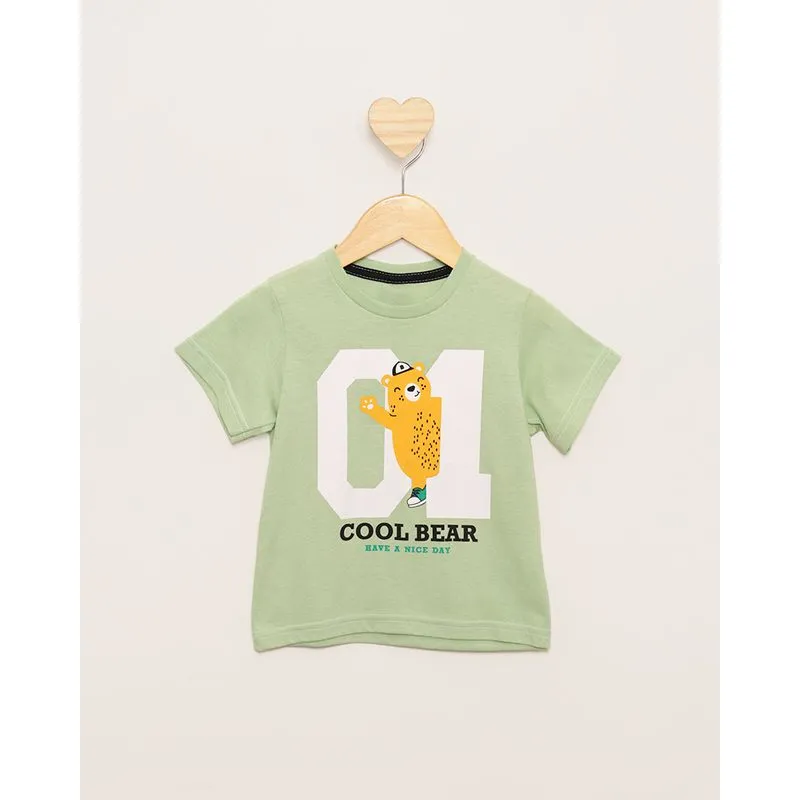 Camiseta Bebê Estampa Ursinho Manga Curta Verde 3