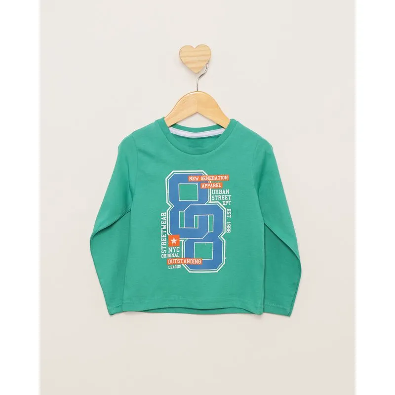 Camiseta Bebê Estampa Frontal Manga Longa Verde 3