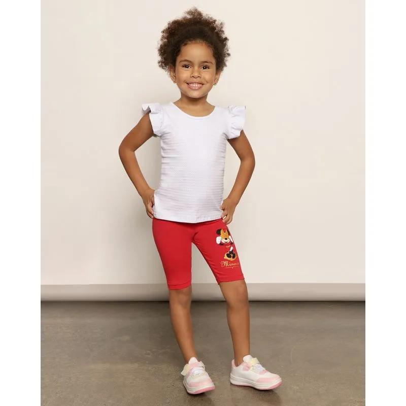 Bermuda Infantil Ciclista Disney Estampa Minnie Vermelha 8