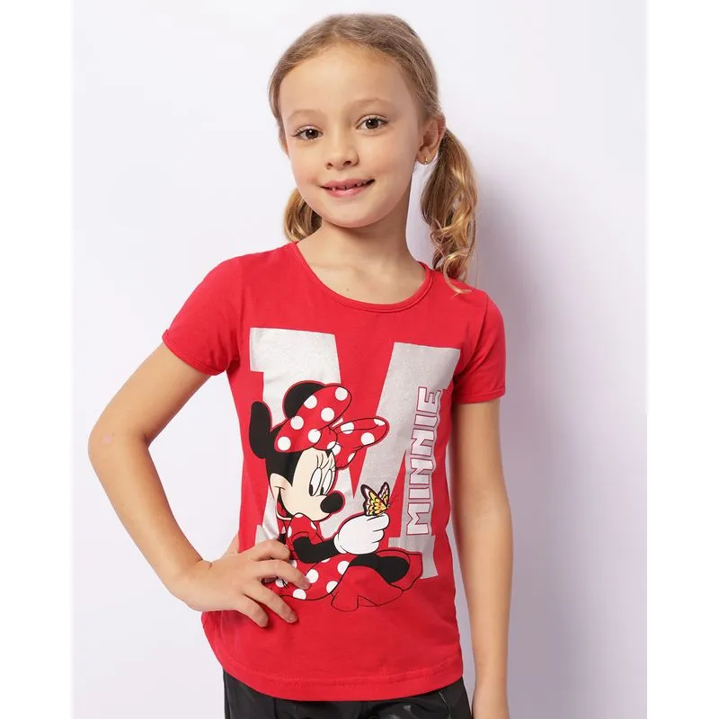 Camiseta Infantil Disney Minnie Manga Curta Vermelha 4