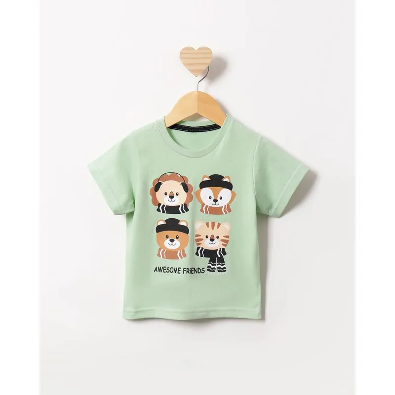 Camiseta Bebê Estampa Bichinhos Manga Curta Verde 3