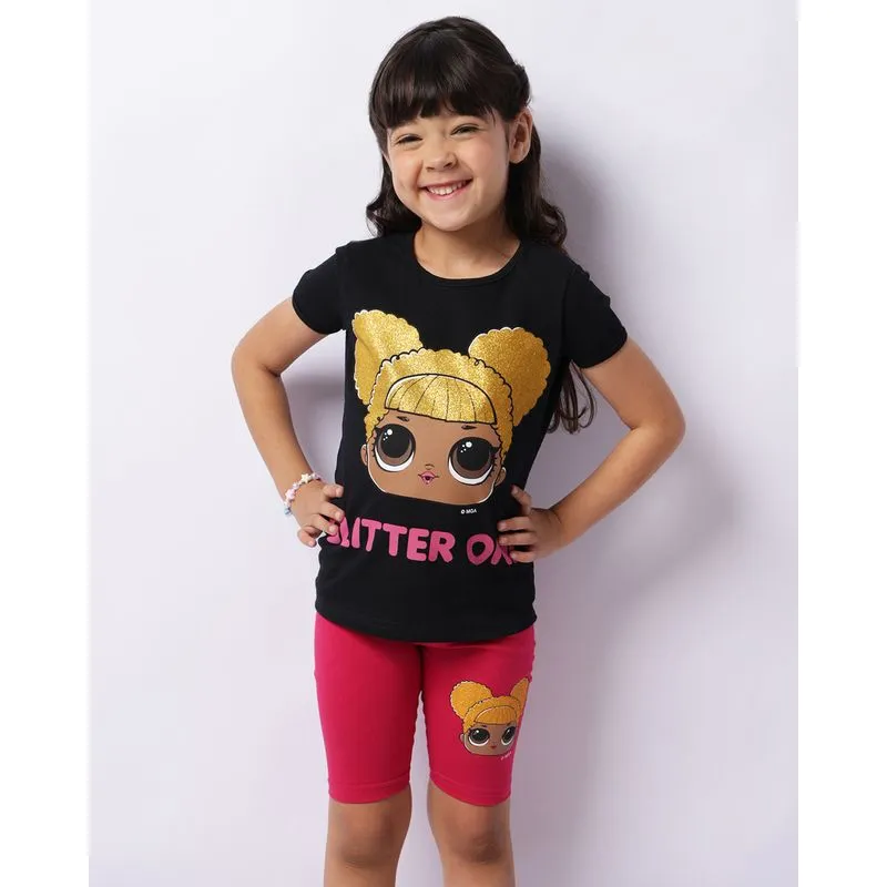 Conjunto Infantil Curto Lol Suprise Manga Curta Preto 6