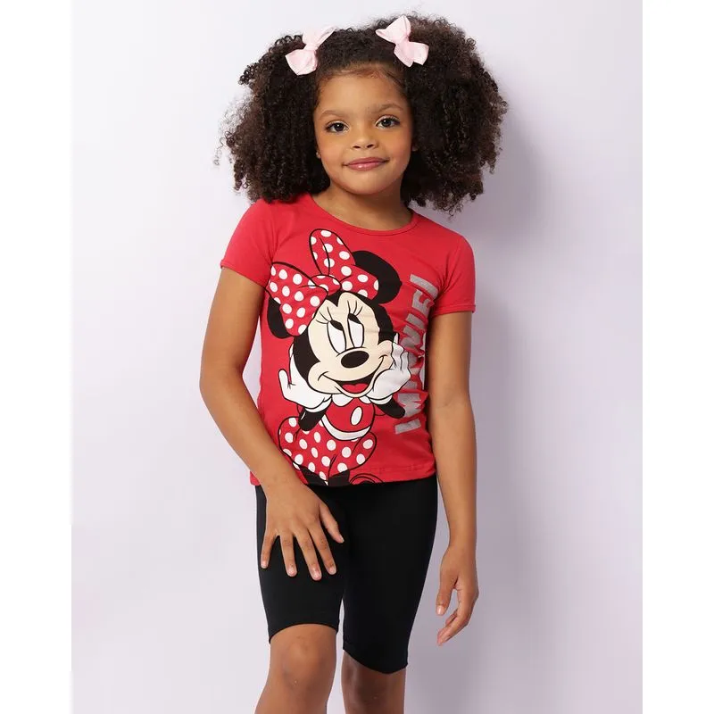 Conjunto Infantil Curto Disney Estampa Minnie Vermelho 4
