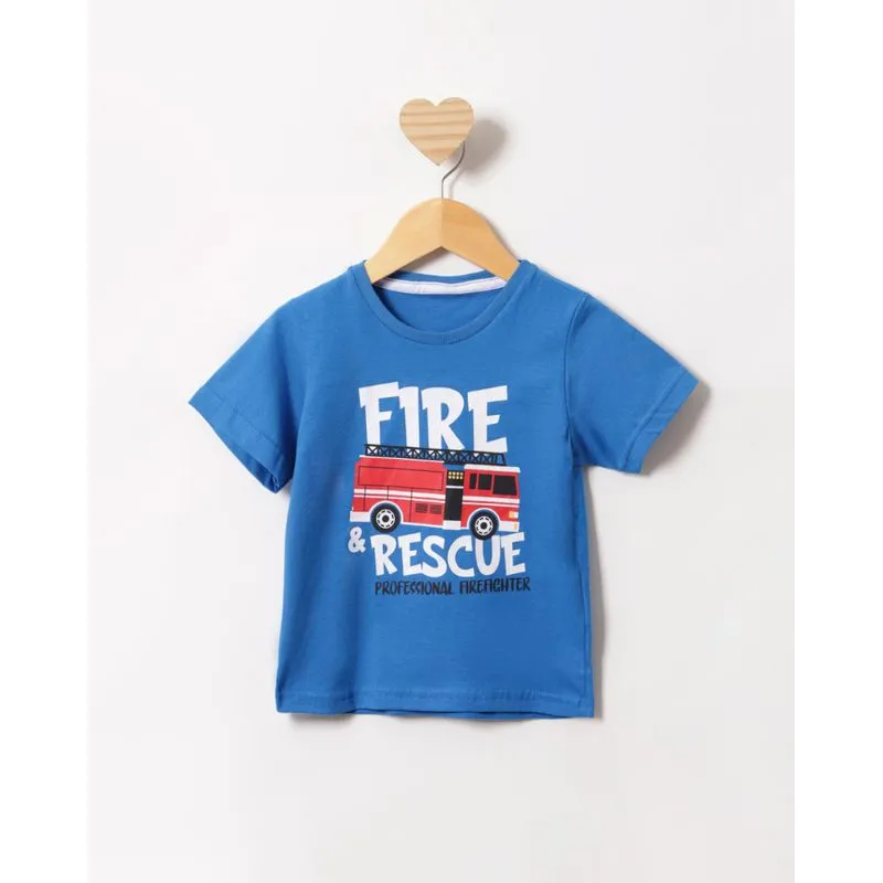 Camiseta Bebê Estampa Carro Manga Curta Azul 1
