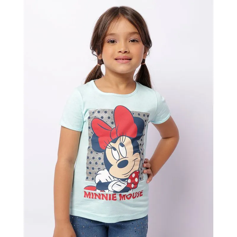 Camiseta Infantil Disney Minnie Manga Curta Azul 4