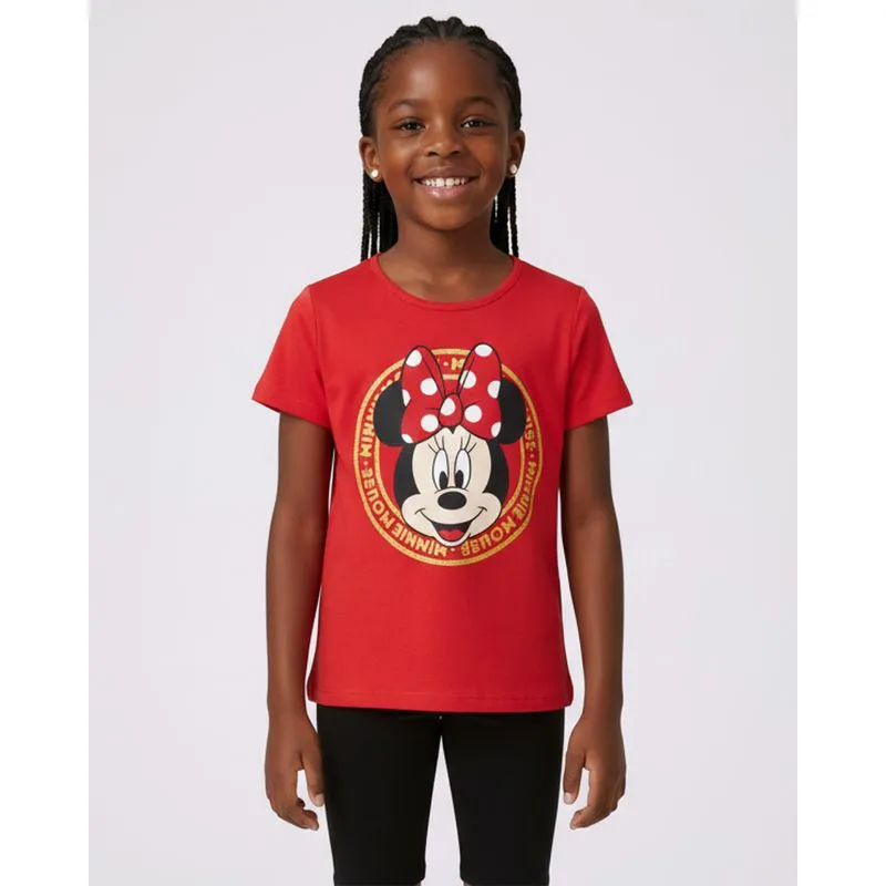 Camiseta Infantil Algodão Disney Minnie Vermelha 6