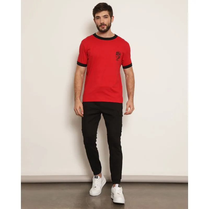Calça Masculina Sarja Jogger Bolso Cargo Preta P