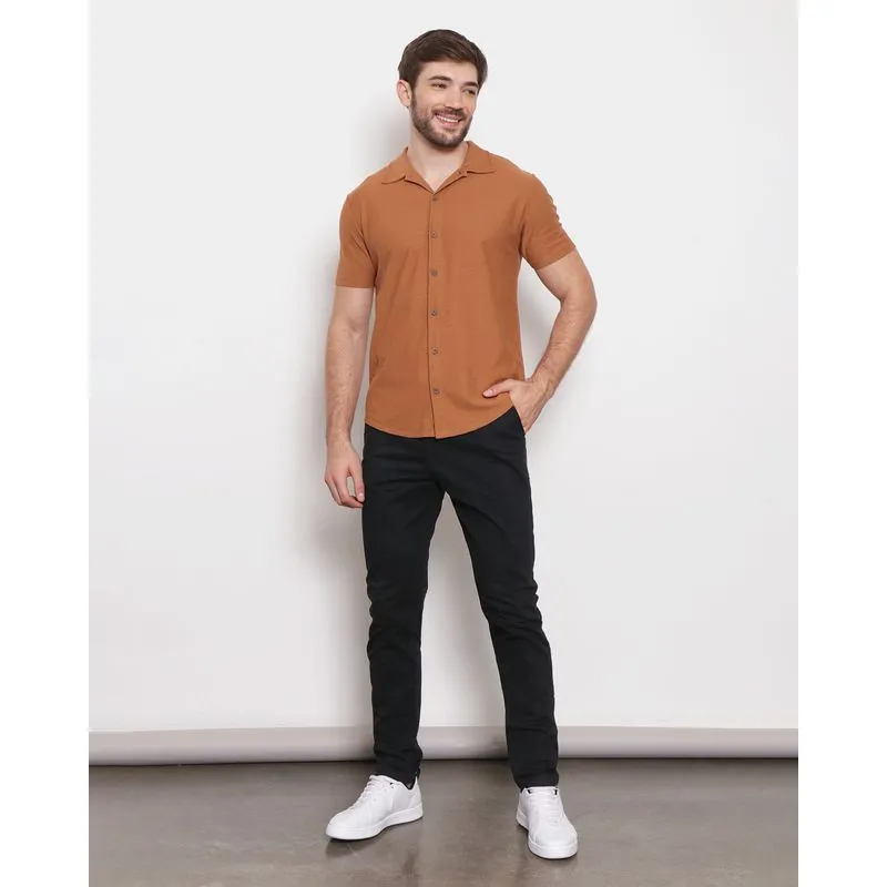 Calça Masculina Sarja Skinny Com Bolsos Preta 42