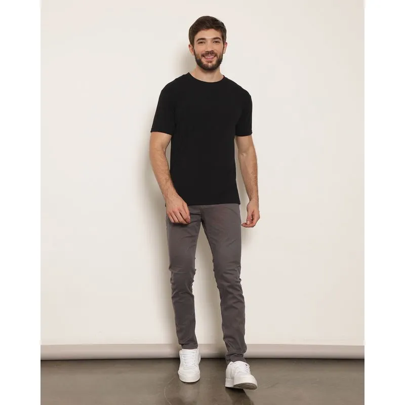 Calça Masculina Sarja Reta Cinza Escuro 48