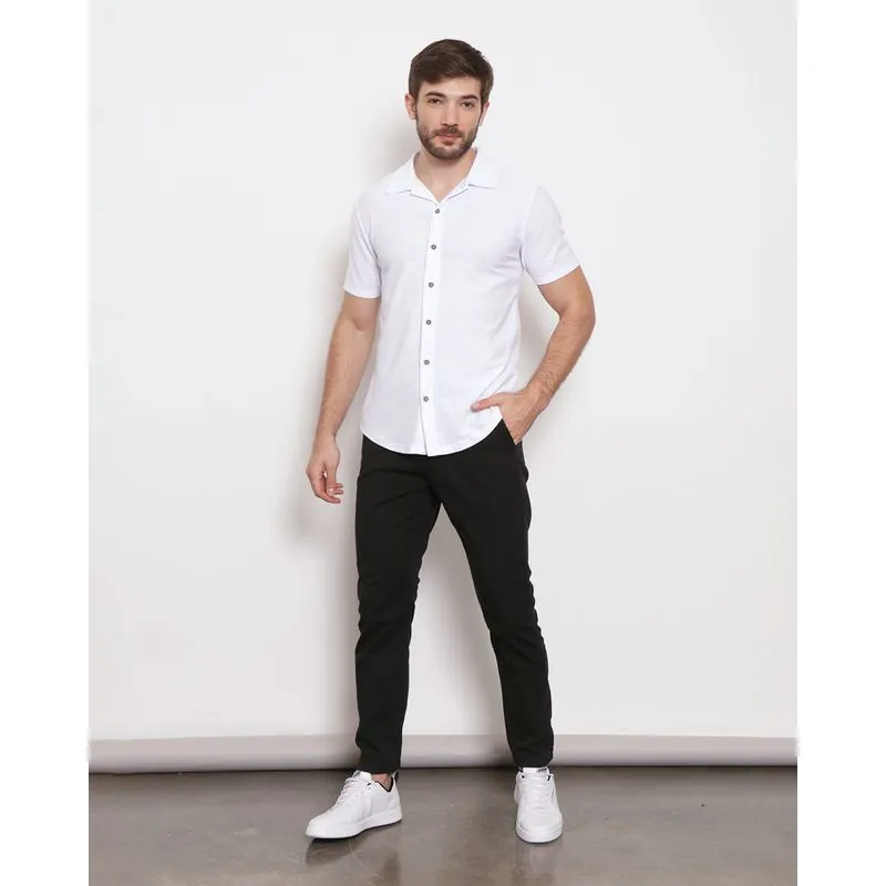 Calça Masculina Sarja Slim Com Bolsos Preta 46