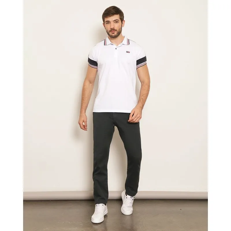 Calça Masculina Sarja Slim Com Bolsos Cinza 46