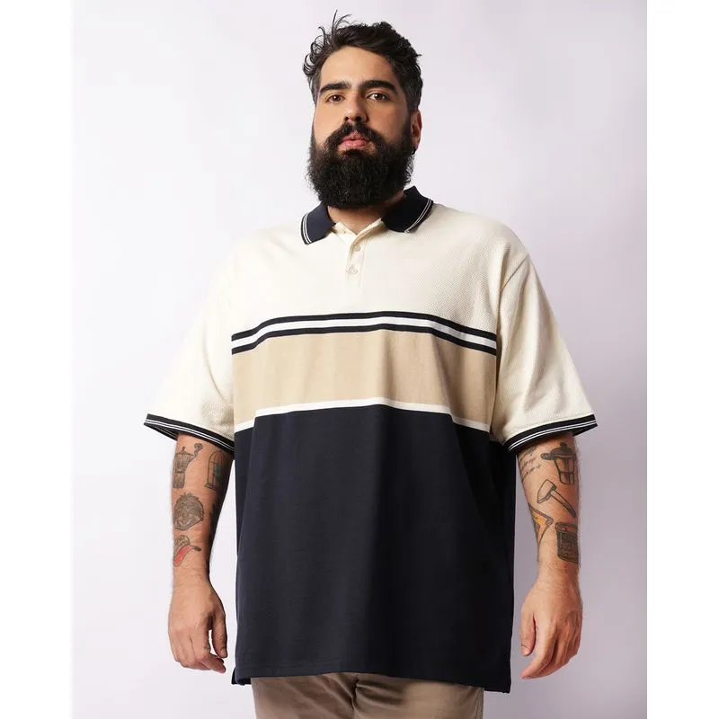 Camisa Polo Plus Size Masculina Texturizada Manga Curta Off White G2