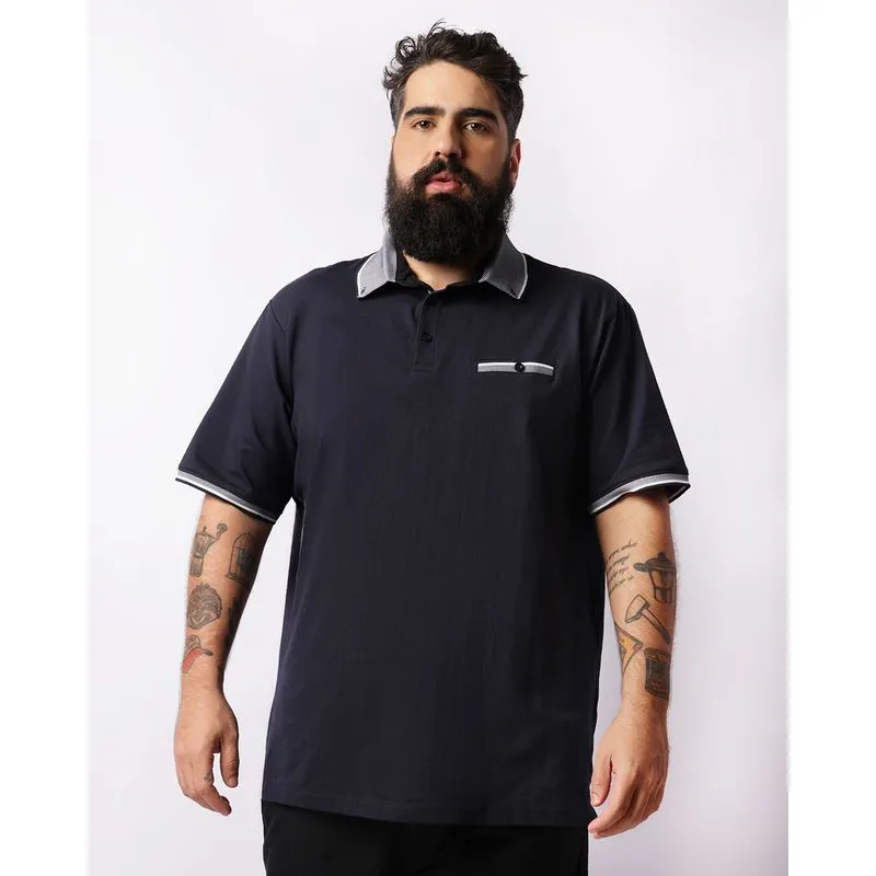 Camisa Polo Plus Size Masculina Manga Curta Marinho G2