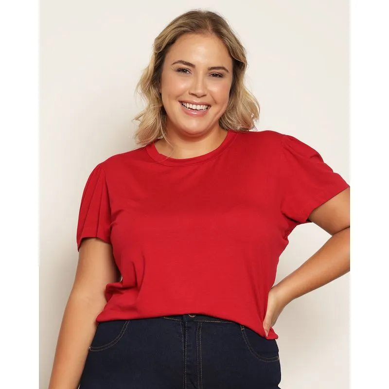 Blusa Plus Size Feminina Manga Curta Vermelha G3