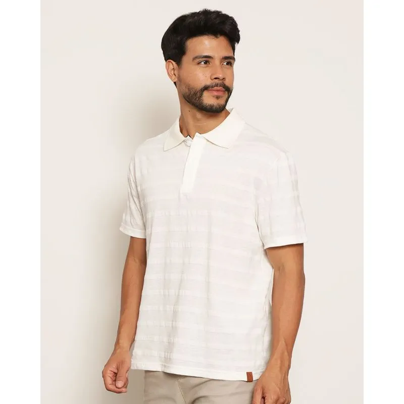 Camisa Polo Masculina Texturizada Manga Curta Off White M