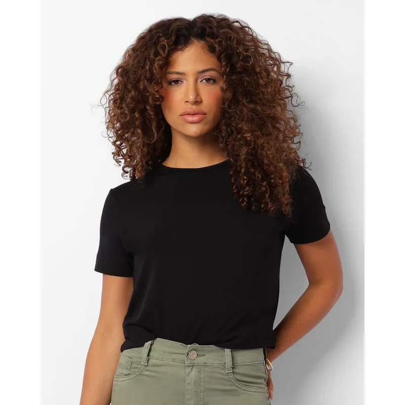 Blusa Feminina Manga Curta Preta G