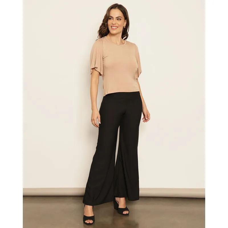 Calça Feminina Pantalona Texturizada Preta M