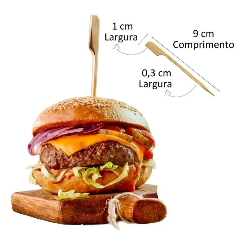 2x 50 Espeto Bambu Golf Petiscos Lanches Espetinho Bamboo