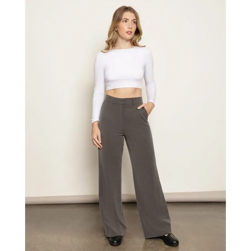 Calça Feminina Pantalona Berry & Co. Alfaiataria Cinza PP
