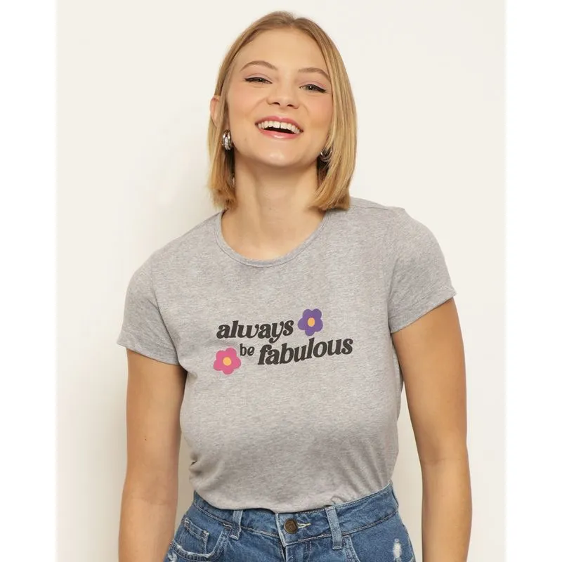 Blusa Feminina Estampa Always Manga Curta Cinza G