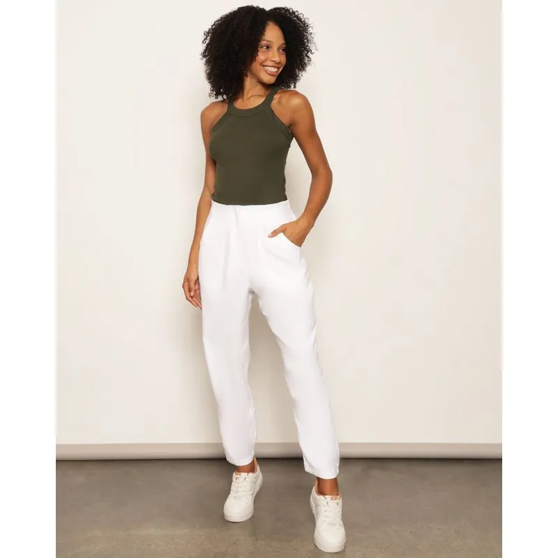 Calça Feminina Alfaiataria Com Bolso Branca M