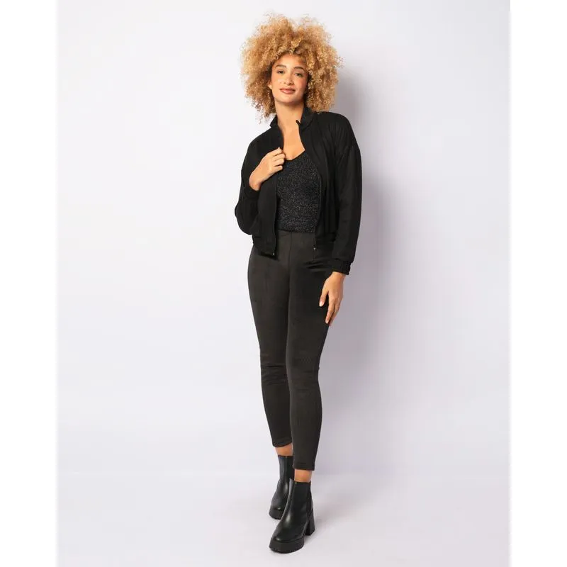Calça Legging Feminina Peluciada Cotele Preta M