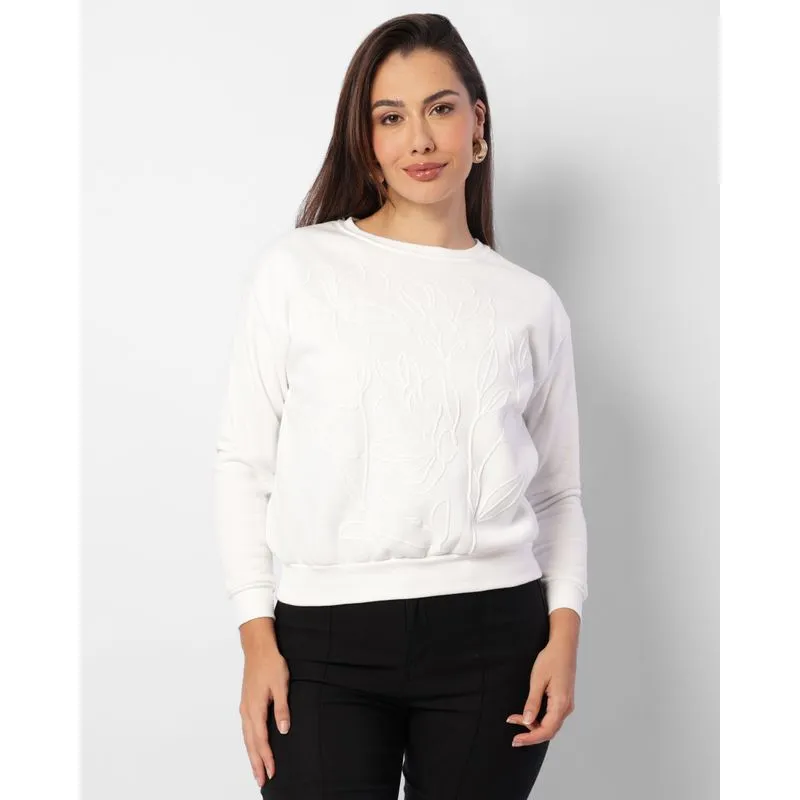Blusão Moletom Feminino Peluciado Estampa Texturizada Off White P