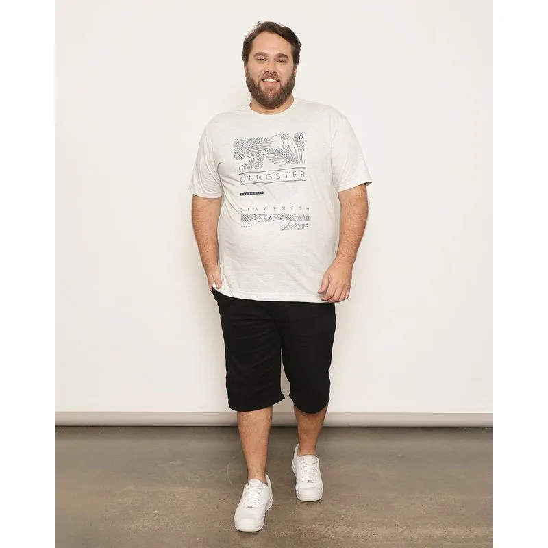 Bermuda Plus Size Masculina Sarja Reta Preta 54