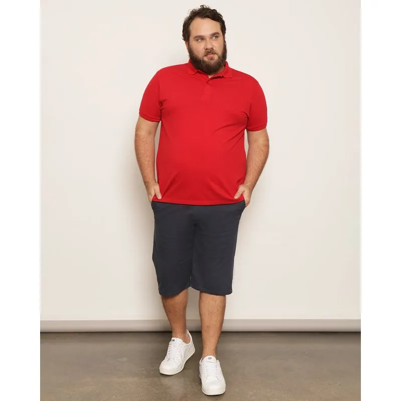 Bermuda Plus Size Masculina Sarja Reta Com Bolsos Marinho 48