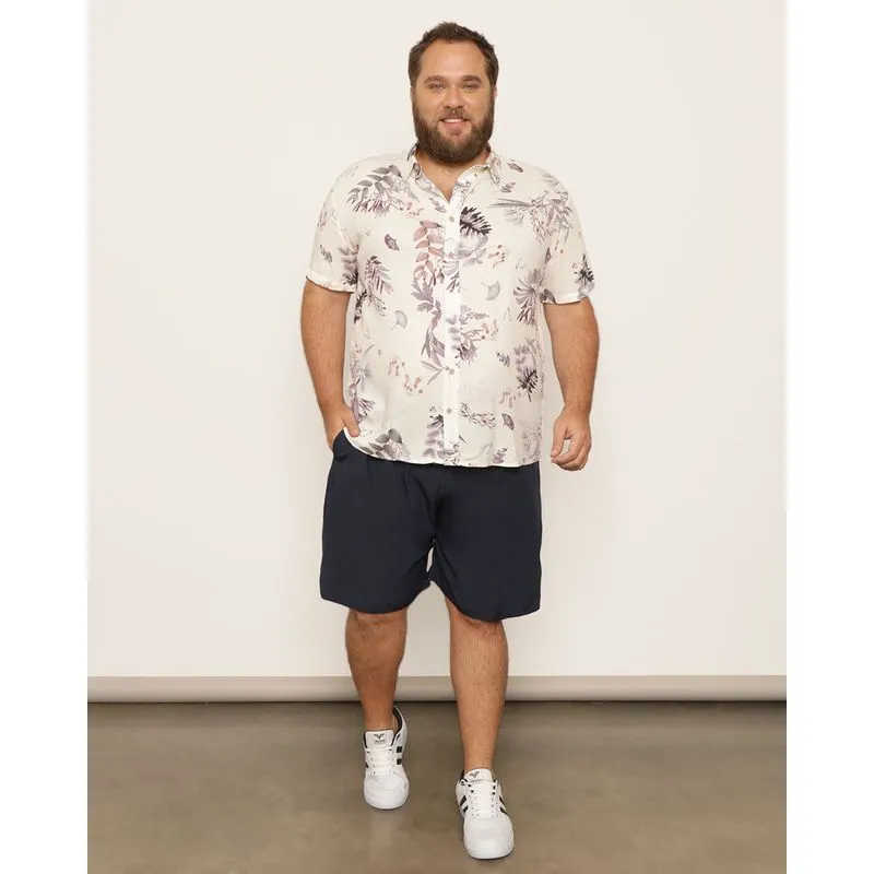 Bermuda Plus Size Masculina Reta Com Bolsos Marinho G2