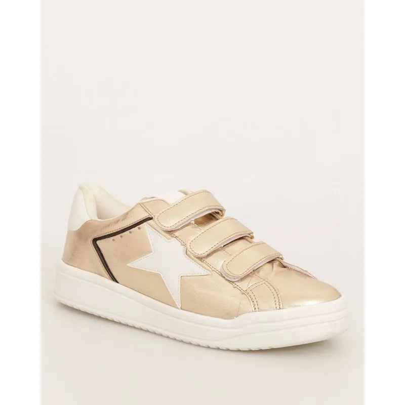 Tênis Feminino Casual Com Recortes Dourado 38