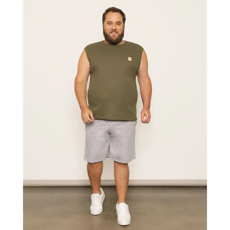Bermuda Plus Size Masculina Moletinho Bolsos Com Cordão Cinza G2