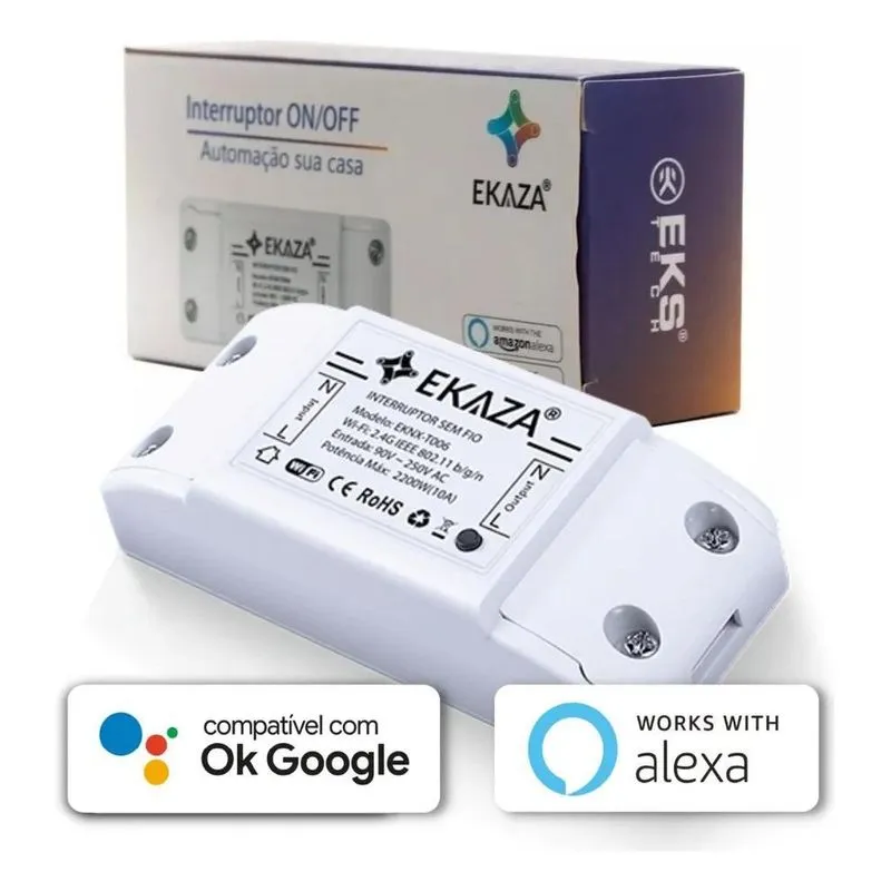 Interruptor Wifi Inteligente Ekaza Eknh-t106 Automação Alexa