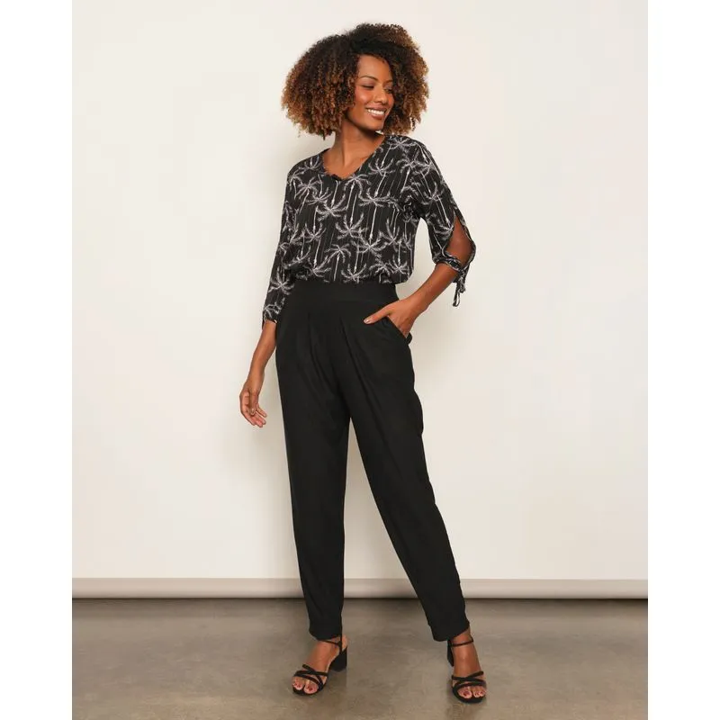 Calça Feminina Jogger Donatta Texturizada Com Bolsos Preta GG