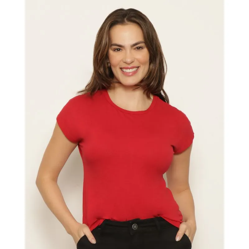 Blusa Feminina Manga Curta Lisa Vermelha P