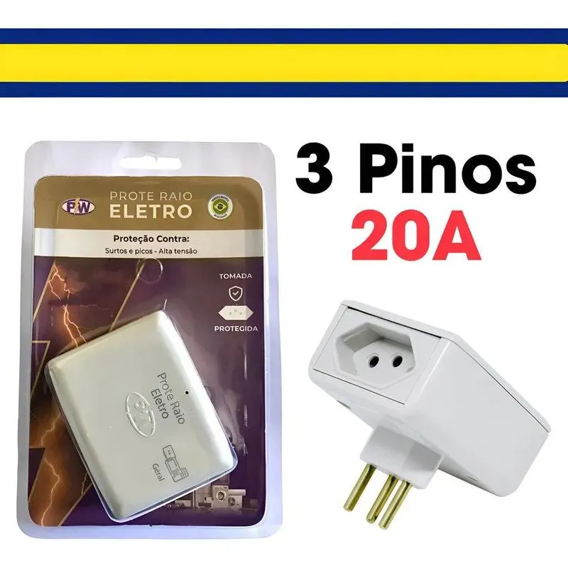 Protetor De Raio Pw Eletro 2 Tomadas Bivolt Cor Branco 127v/