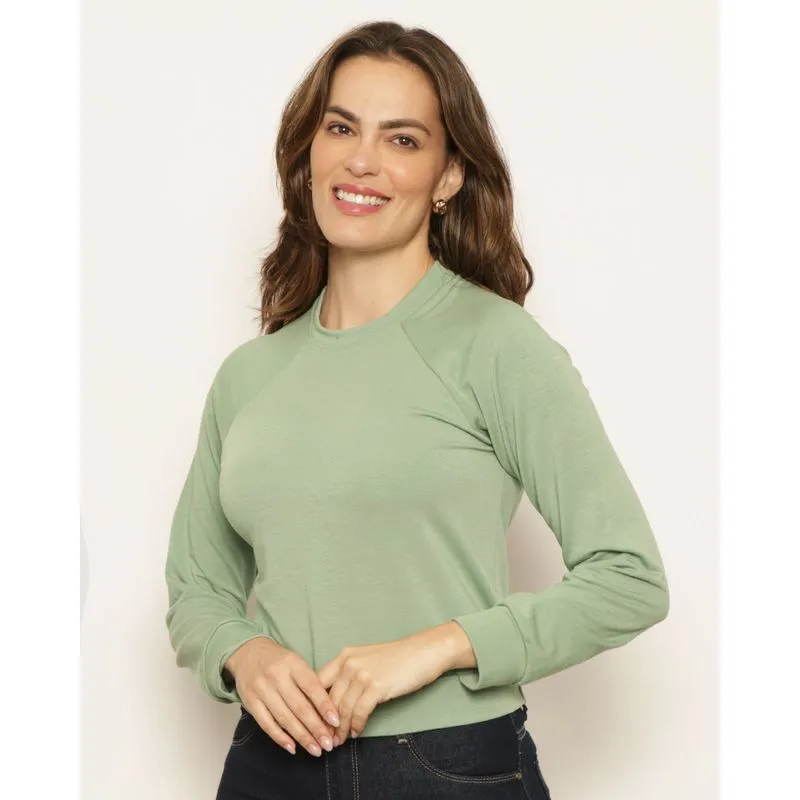 Blusa Feminina Lisa Manga Longa Verde G