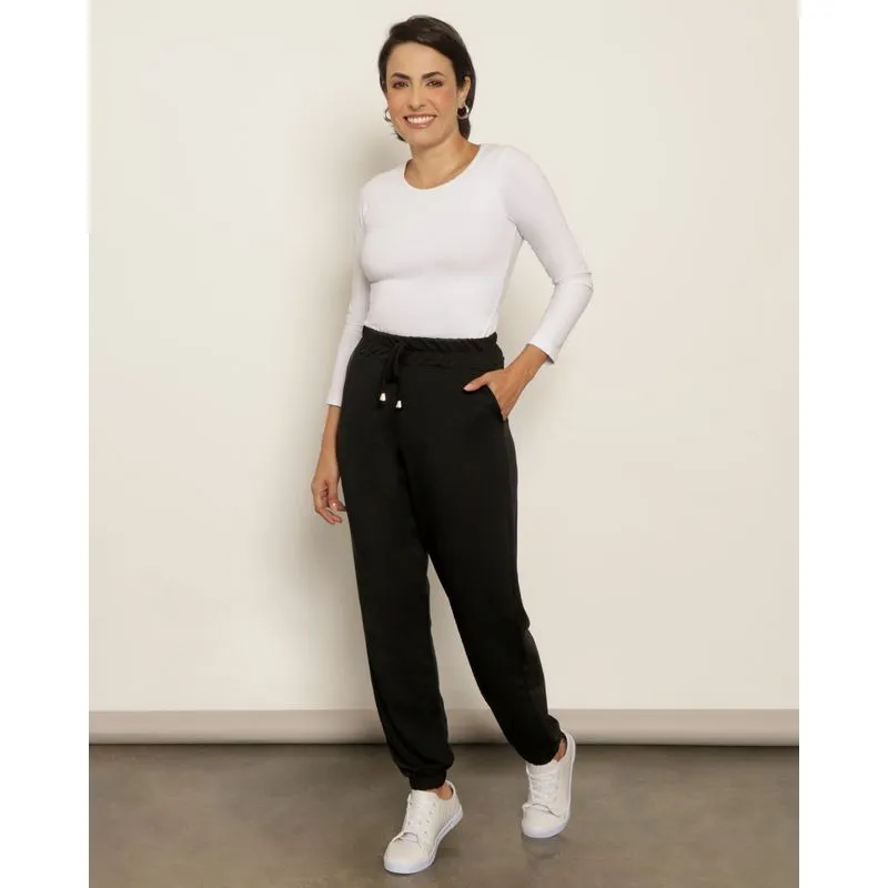 Calça Feminina Jogger Com Cordão Preta P