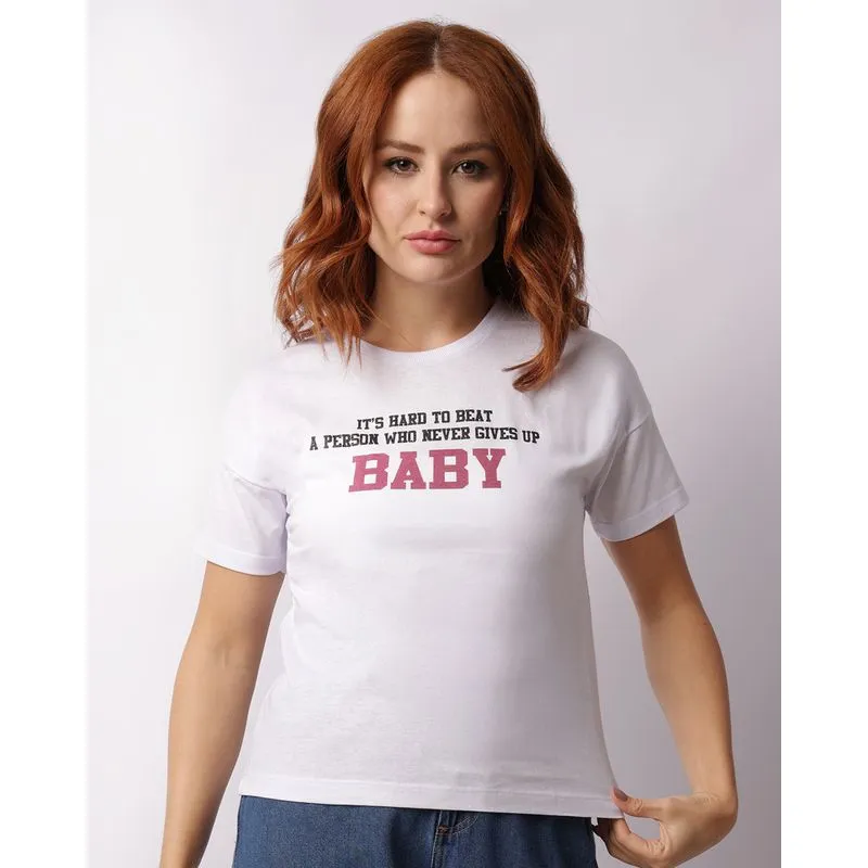 Camiseta Feminina Estampa Frontal Manga Curta Branca G