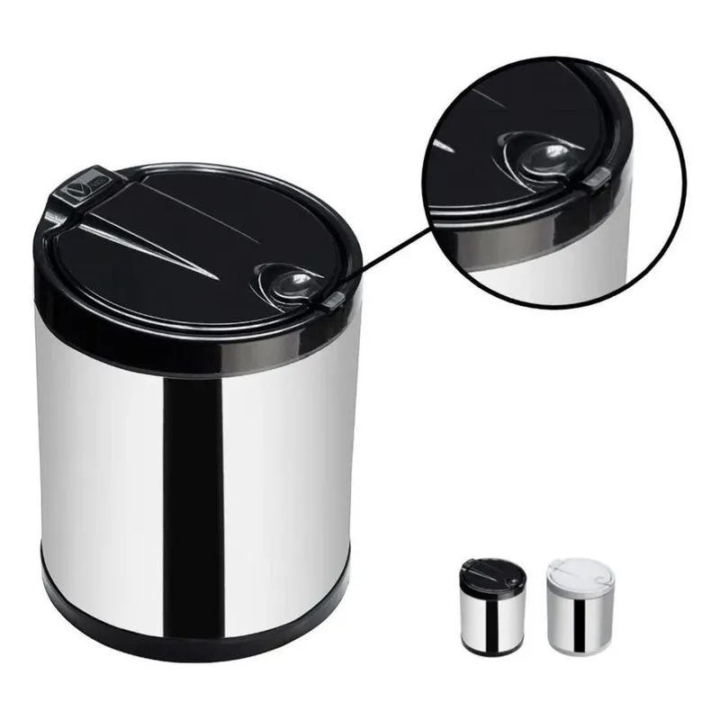3x Lixeira De Pia Inox 3 Litros Cesto Cozinha Balde Plástico