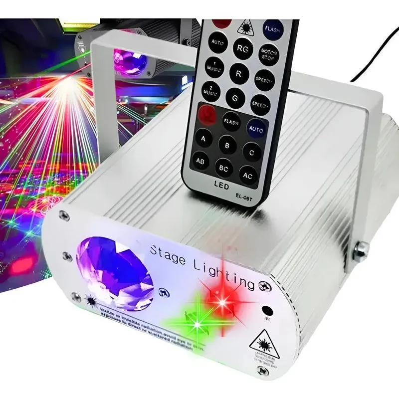 5x Canhão Raio Laser Holográfico Rgb Com Controle Festa