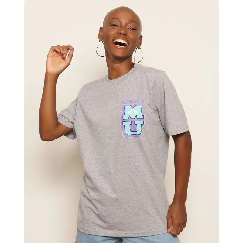 Camiseta Feminina Disney Monstro S.A Oversized Manga Curta Cinza M