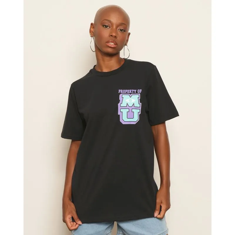 Camiseta Feminina Disney Monstro S.A OversizedManga Curta Preta G