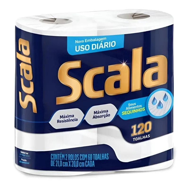 Papel Toalha Scala Máxima Absorção Pacote Com 2 Rolos