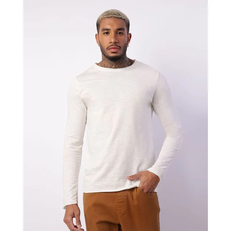 Camiseta Masculina Manga Longa Básica Off White M
