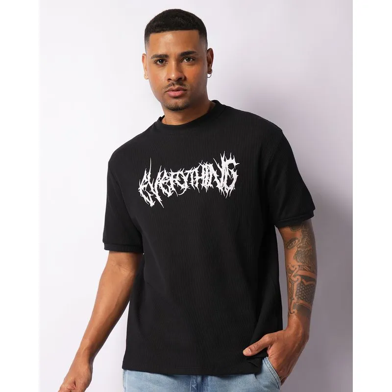 Camiseta Masculina Texturizada Estampa Dark Manga Curta Preta G