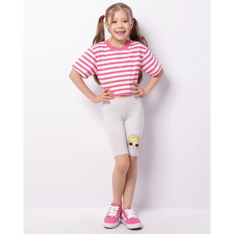 Bermuda Infantil Ciclista Estampa Lol Cinza 8