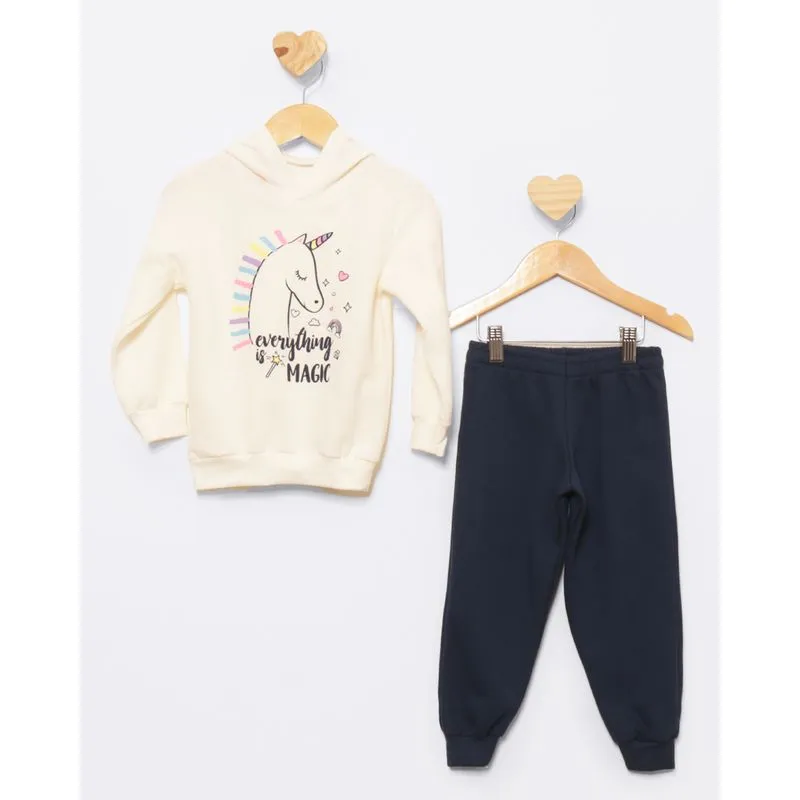 Conjunto Moletom Bebê Com Capuz Estampa Unicórnio Off White 1